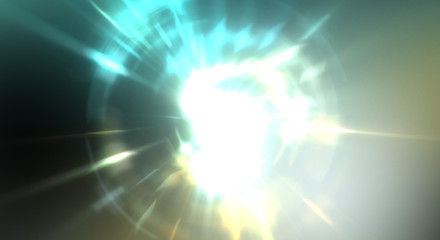 Dynamic moving burst of light. Beautiful shinning background of colorful lights. Vibrant energy display of a star with glowing light rays and particles.