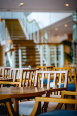 cafe tables and chairs in restaurant