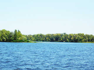 Obraz premium A beautiful bay of Dnipro river in Kyiv, Ukraine.