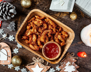 Fototapeta premium fried nuggets with sweet chili