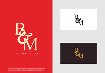 Fototapeta na wymiar Initial letter B & M BM luxury art vector mark logo template.