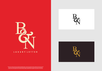 Initial letter B & N BN luxury art vector mark logo template.