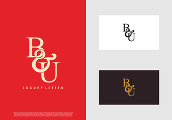 Initial letter B & U BU luxury art vector mark logo template.