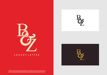 Initial letter B & Z BZ luxury art vector mark logo template.