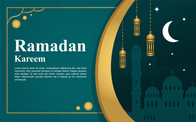 Obraz premium Ramadan Kareem or Eid mubarak greeting background Islamic.