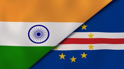 The flags of India and Cape Verde. News, reportage, business background. 3d illustration
