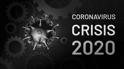 Coronavirus crisis 2020. Coronacrisis. Conceptual visualization of a recession due to a virus. Covid-19 pandemic is affecting the global economy. Corona virus weakens economy