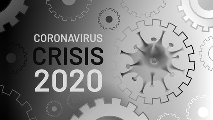 Coronavirus crisis 2020. Coronacrisis. Conceptual visualization of a recession due to a virus. Covid-19 pandemic is affecting the global economy. Corona virus weakens economy
