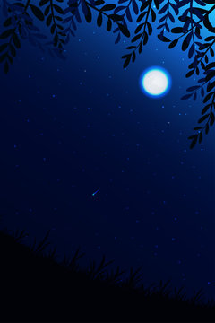 Night sky background. Moon and star, cloud on night sky. © kaew