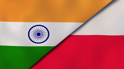 The flags of India and Poland. News, reportage, business background. 3d illustration