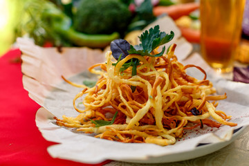 fried cheese cheshil with spices and herbs. Ideal for beer