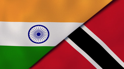 Obraz premium The flags of India and Trinidad and Tobago. News, reportage, business background. 3d illustration