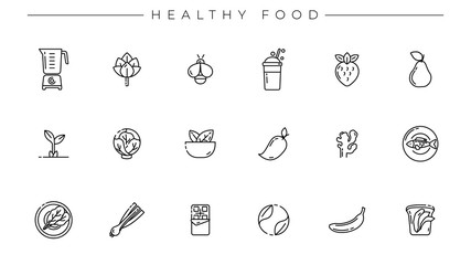 Healthy Food concept line style vector icons set