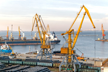 Fototapeta na wymiar Sea port for loading and unloading ships in Odessa.