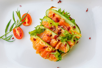 sandwich with bread fish and cucumber