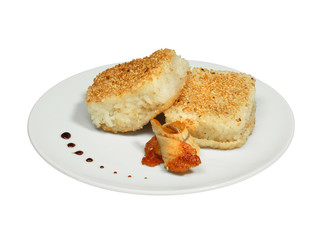 Roasted rice cutlets with sesame and eel