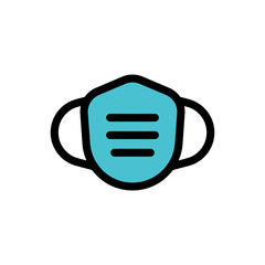 Breathing medical respiratory mask vector icon. Pandemic virus protection face masking.
