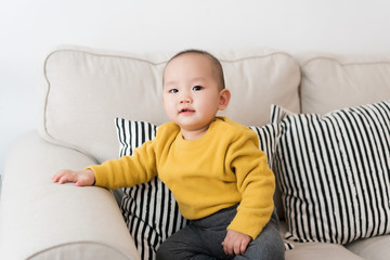 Asian baby living in the room