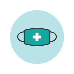 Fototapeta premium Breathing medical respiratory mask vector icon. Pandemic virus protection face masking.