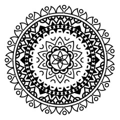 Black andala design of Bohemic ornament indian decoration retro vintage meditation henna ethnic arabic texture and tribal theme Vector illustration