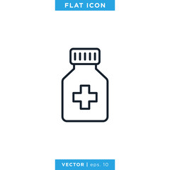 Medicine bottle icon vector design template. Prescription drug bottle with editable stroke