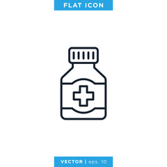 Medicine bottle icon vector design template. Prescription drug bottle with editable stroke