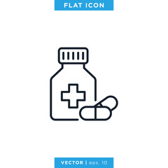 Medicine bottle icon vector design template. Prescription drug bottle with editable stroke