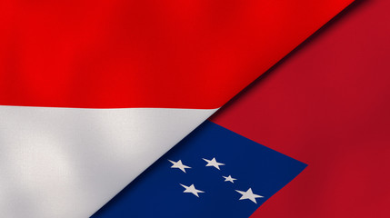 The flags of Indonesia and Samoa. News, reportage, business background. 3d illustration