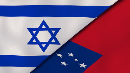The flags of Israel and Samoa. News, reportage, business background. 3d illustration