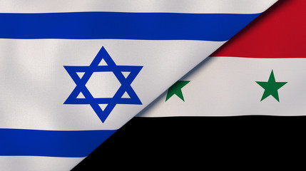 The flags of Israel and Syria. News, reportage, business background. 3d illustration