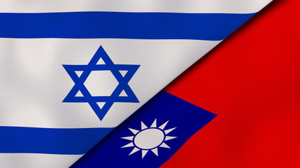 The flags of Israel and Taiwan. News, reportage, business background. 3d illustration
