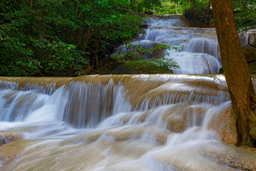 Waterfall the Erawan Waterfall is famous Kanchanaburi