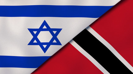 The flags of Israel and Trinidad and Tobago. News, reportage, business background. 3d illustration