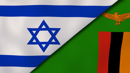 The flags of Israel and Zambia. News, reportage, business background. 3d illustration