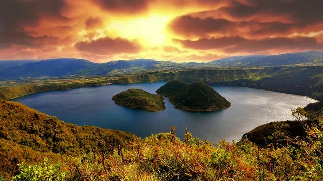 Laguna de cuicocha en Imbabura, Ecuador