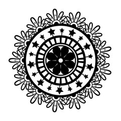 Black andala design of Bohemic ornament indian decoration retro vintage meditation henna ethnic arabic texture and tribal theme Vector illustration