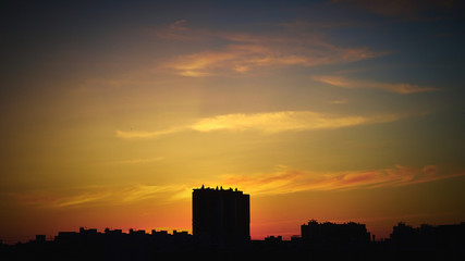 Fototapeta na wymiar Summer city sunset.