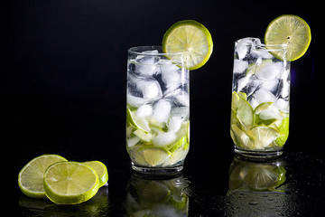 drink blue curacao with ice dark background