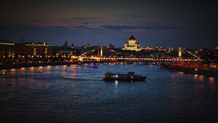 Naklejka premium Moscow river. motor ships