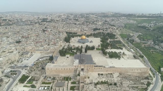 Flying over empty Jerusalem Temple Mount on COVID-19 quarantine. File5-04