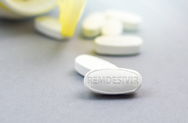 Obraz na płótnie Canvas Remdesivir pill, possible treatment for Corona virus Sars CoV 2