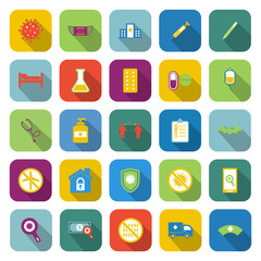 Coronavirus color icons with long shadow