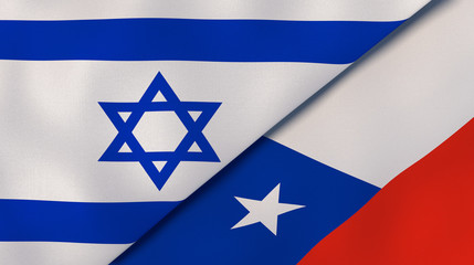 The flags of Israel and Chile. News, reportage, business background. 3d illustration