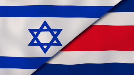 The flags of Israel and Costa Rica. News, reportage, business background. 3d illustration