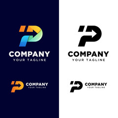 Letter P with arrow logo for your busines. fast delivery logo. transport logistic logo template - obrazy, fototapety, plakaty