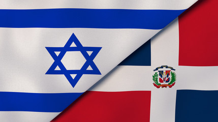 The flags of Israel and Dominican Republic. News, reportage, business background. 3d illustration