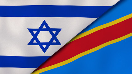 The flags of Israel and DR Congo. News, reportage, business background. 3d illustration