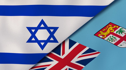 The flags of Israel and Fiji. News, reportage, business background. 3d illustration