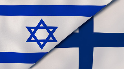 The flags of Israel and Finland. News, reportage, business background. 3d illustration