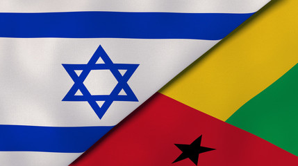 The flags of Israel and Guinea Bissau. News, reportage, business background. 3d illustration